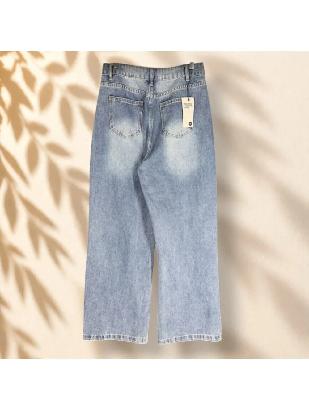 New Emmiol Jeans Women M Medium Blue Denim Medium Wash High Rise Wide Leg